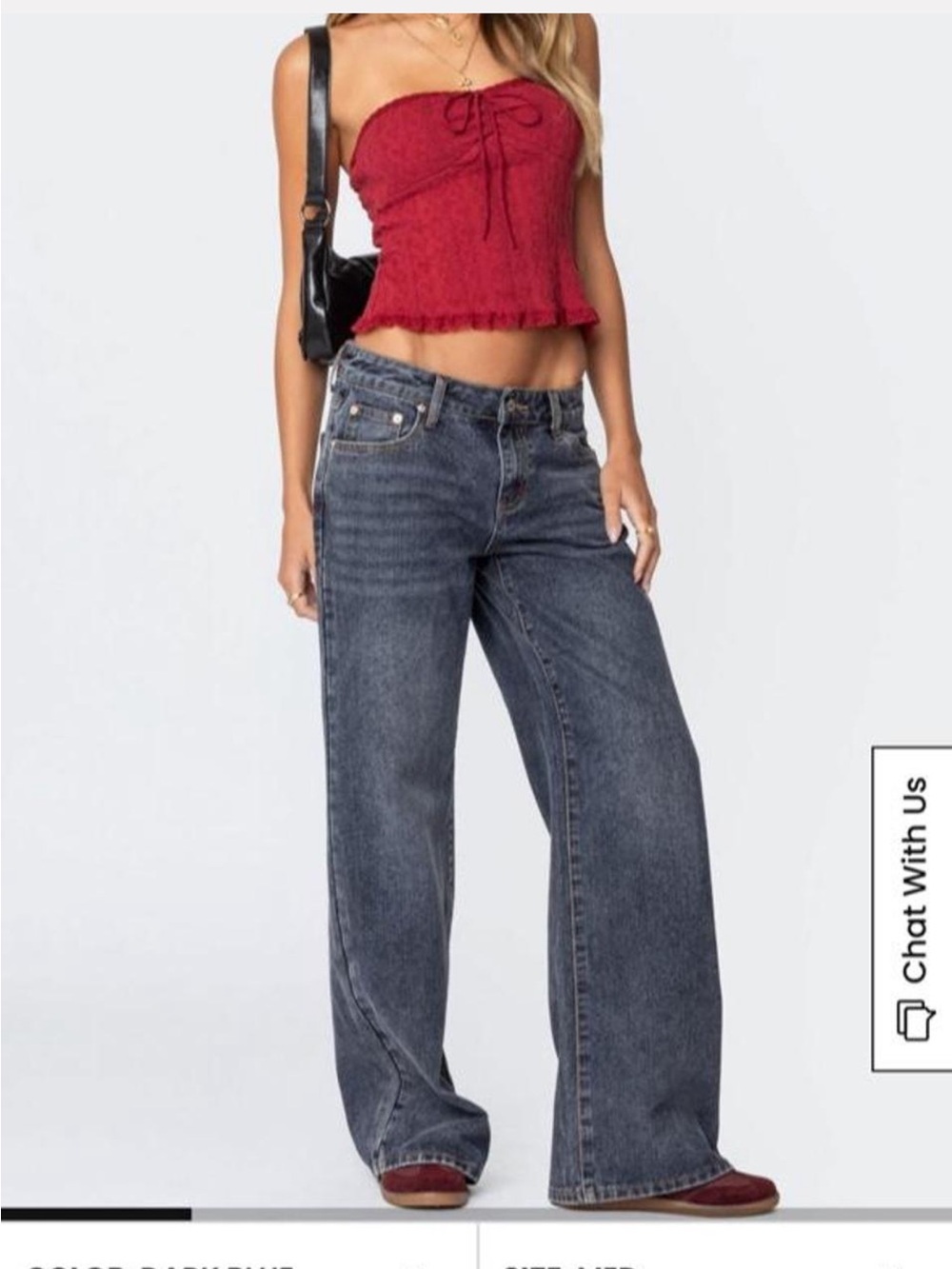 Edikted Baggy PETITE Jeans in Washed Black-Blue